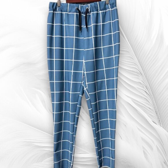 Blue Windowpane Blazer & Pants Two-Piece Set – Size L - Picture 4 of 11